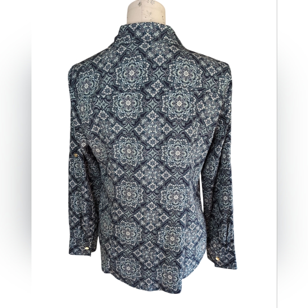 Michael Korsmedallion-print zip-up blouse PM. NWT - Picture 2 of 9